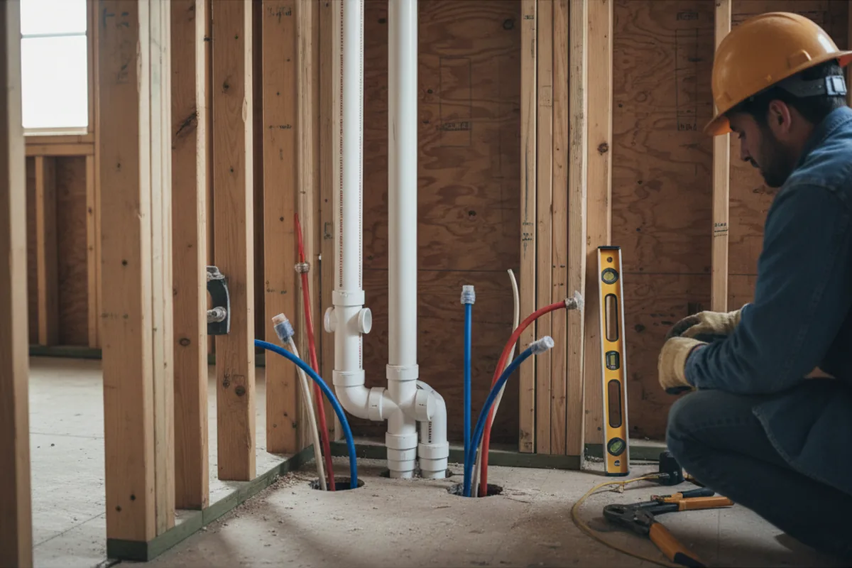 Drain and supply rough-in during Toilet Repair and Installation in Henderson
