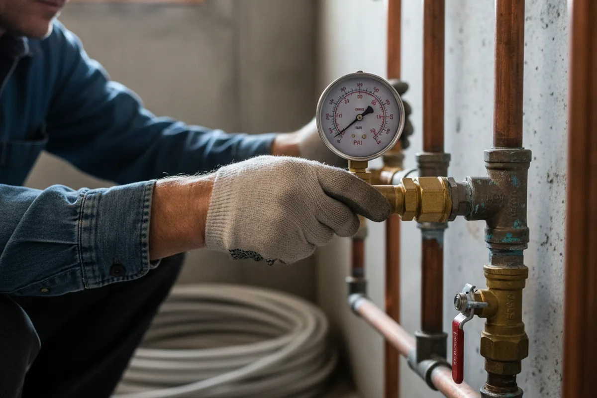 Pressure testing a repaired line during Water Line Repair in Henderson